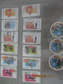 12 timbres Fête du Timbre + 3 timbres Championnat du Monde Football 1998