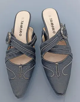 Mules noires femme à boucles "Tamiko" - Pointure 39