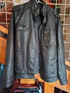 Blouson en cuir gris cendré