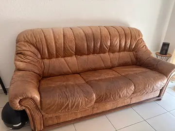 canapé en cuir marron