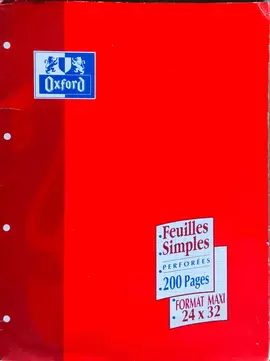 Feuilles simples perforées 24x32