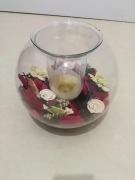Vase globe / Bougeoir avec fleurs séchées