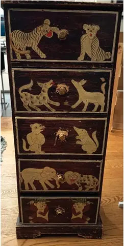 Petit meuble déco animaux 6 tiroirs