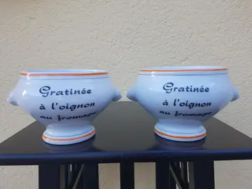 2 bols forme soupière "granité à l'oignon"