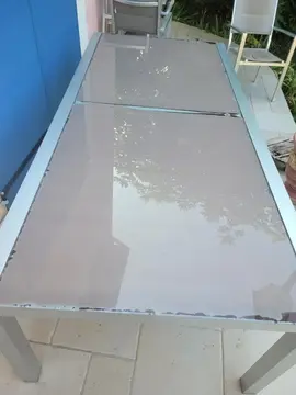 table de jardin alu et verre