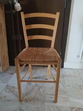 Lot de 3 chaises en avec support en paille
