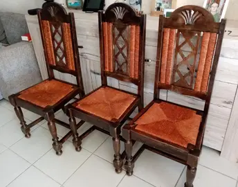 5 Chaises chêne et paille