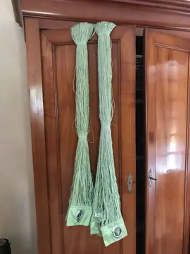 rideaux fils vert amande