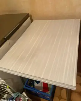 Table formica blanche vintage avec rallonges – pieds chromés