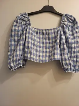 haut vichy bleu taille S