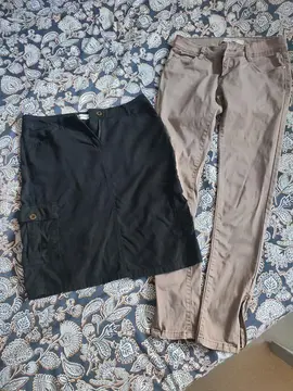 lot 1 pantalon, 1 jupe taille 36/38