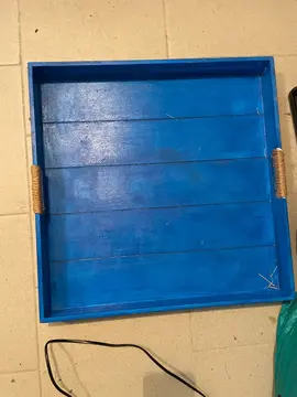 plateau bois bleu peinture maison