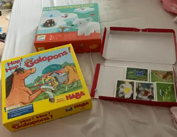 Lot de 3 jeux enfants : Mémory card, Hop Hop Galopons - Little Coopération