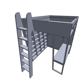 Lit mezzanine 2 places avec dressing et bureau intégré