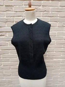Pull sans manches laine noire t.38