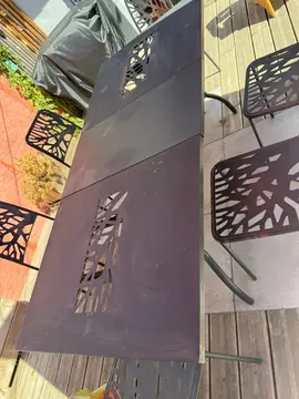table de jardin en métal, noir, extensible