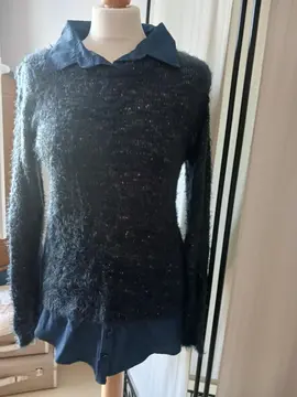 pull en superposition chemise en jean