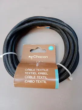 Câble électrique textile 3m noir