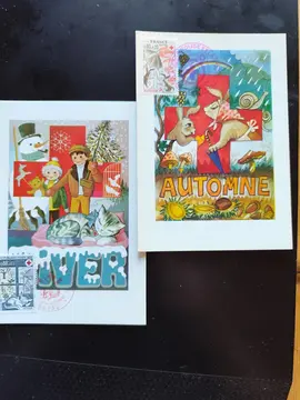 2 cartes et timbres croix rouge