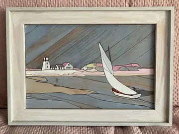Tableau puzzle pièces en bois colorées