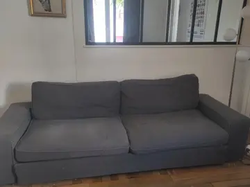 Canapé convertible et pouf 3 places Ikea Kivik gris chiné