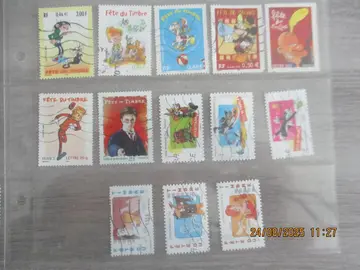 13 timbres oblitérés France - Fête du timbre