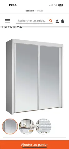 2 grandes portes coulissantes avec miroir