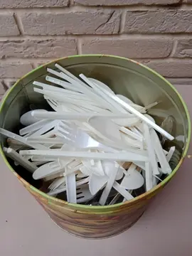 Grande boîte et couverts en plastique