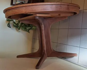 Table ronde bois avec 2 rallonges
