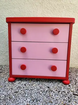 Commode 3 tiroirs rose