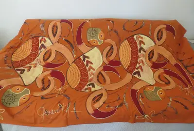 Tenture peinture sur tissu artisanat Nouvelle Calédonie