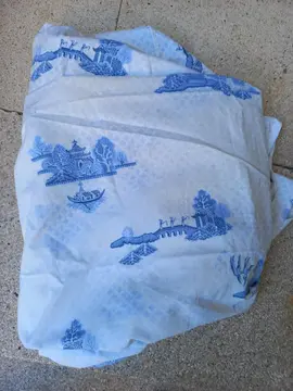 Drap housse 2 personnes en coton motifs bleus