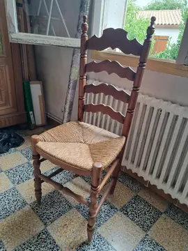 chaises bois et paille