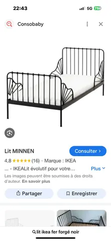 donne lit IKEA fer noir ancien modèle