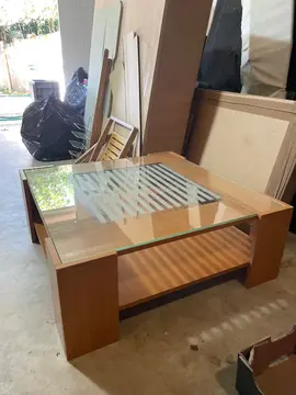 table basse bois et verre