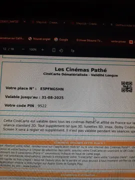 billets de Cinéma pathé valables que ce soir
