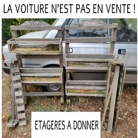 jardinières sur étagères bois à restaurer