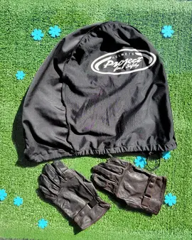 Housse casque moto et gants en cuir