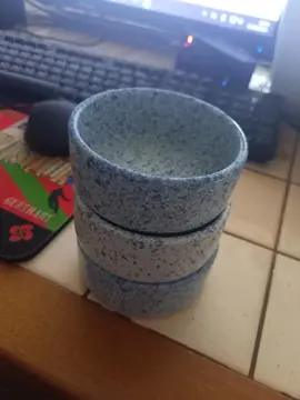lot de 3 ramequin bleu a crème bruler en porcelaine