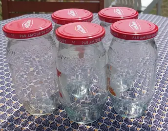 5 BOCAUX OU POTS POUR CONFITURES