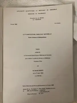 thèse sur la planification familiale naturelle de 1982