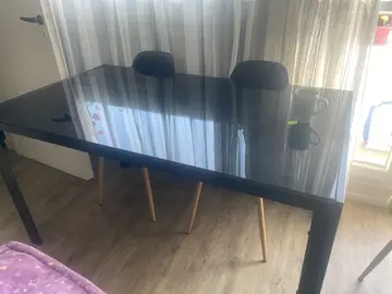 table rectangulaire noir verre fumé