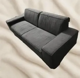 [DERNIÈRE CHANCE - Urgent] Hexagone - Canapé 216x90x80 droit 3 places - Tissu Gris - Gustave