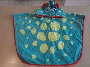 Poncho bébé avec capuche Bleu vert