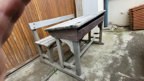 banc d'écolier bois à renover