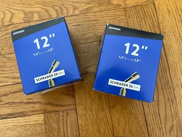 Chambre a air 12'' Decathlon Valve schrader coudée