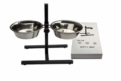 Bar à Chien sur Pied H : 2 Gamelles Inox 4L pour Grand Chien