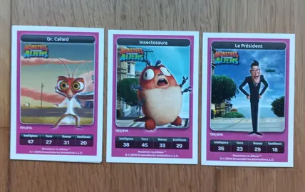 3 cartes Dreamworks/Carrefour ("Monstres contres Aliens")