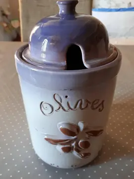 Pot à olives en terre cuite émaillée