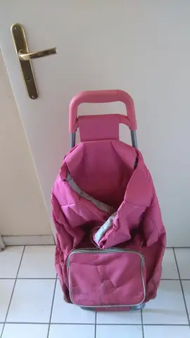 Cabas à roulette Chariot de courses rose 97 cm de haut